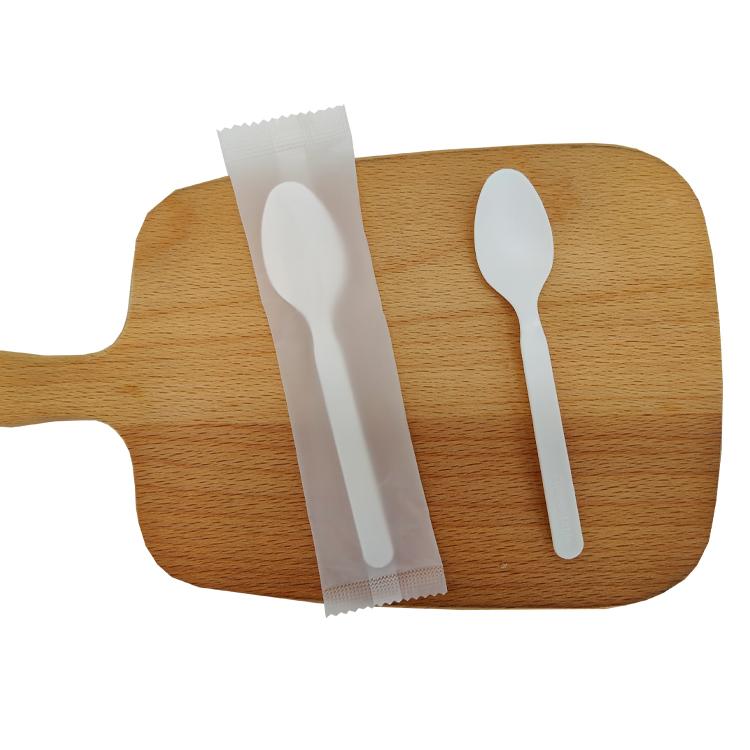 GreenWorks HJ-PLA-08(CW) hot selling Disposable Eco-friendly Biodegradable Compostable CPLA spoon utensils individually wrapped