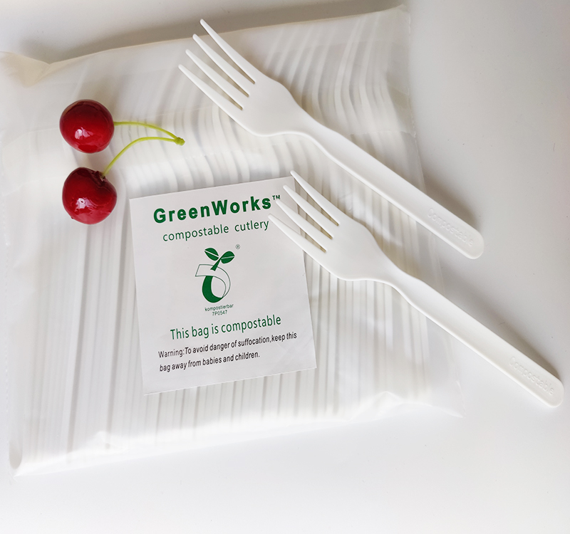 2022 GreenWorks BPI certified HJ-PLA-01 CPLA fork Disposable biodegradable compostable eco-friendly wholesale CPLA forks bulk cutlery