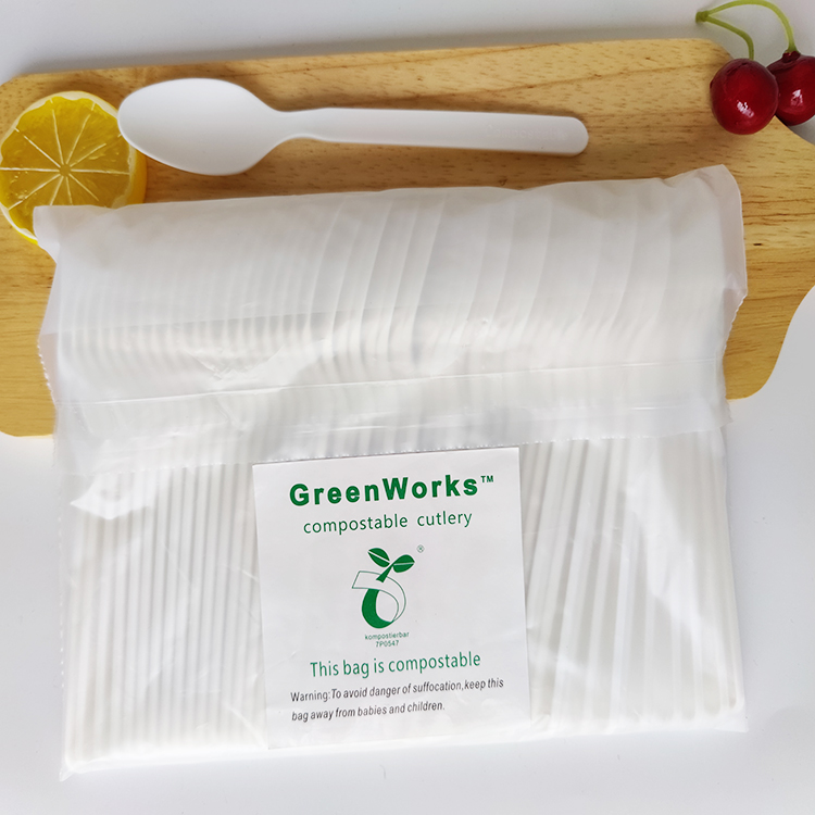 2022 GreenWorks HJ-PLA-02 spoon Compostable eco-friendly biodegradable CPLA spoon in bulk tableware flatware cutlery utensils sets