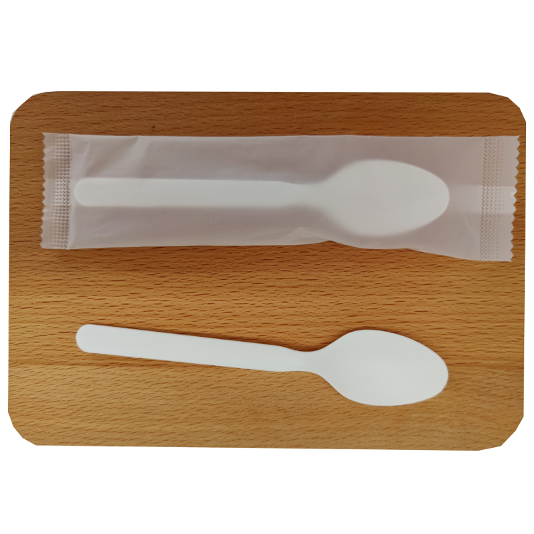 GreenWorks HJ-PLA-08(CW) hot selling Disposable Eco-friendly Biodegradable Compostable CPLA spoon utensils individually wrapped