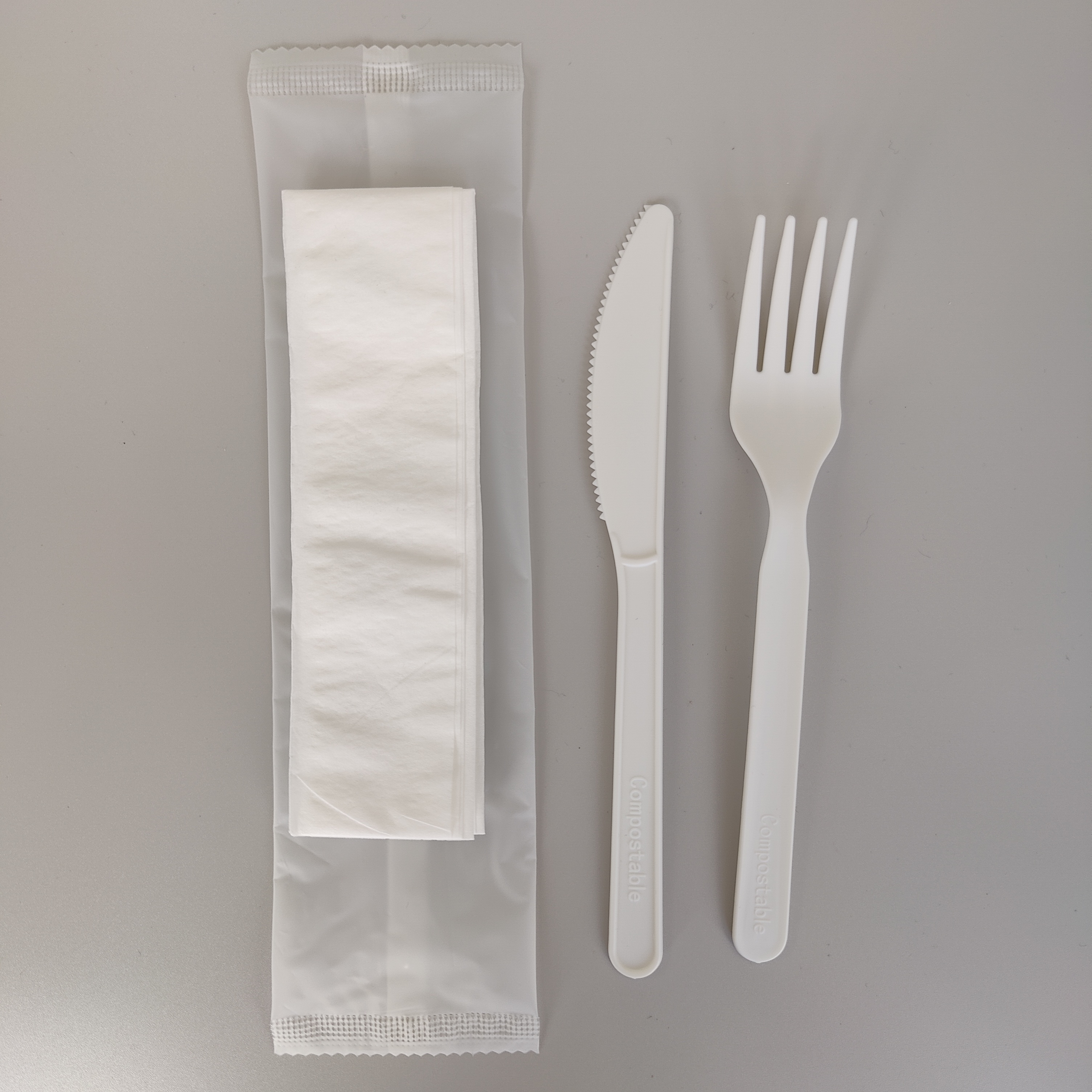 GreenWorks HJ-PLA-13(CWN) 100% Compostable CPLA 7" Heavyweight Disposable Biodegradable compostable utensils Cutlery set fork and knife set dinnerware sets