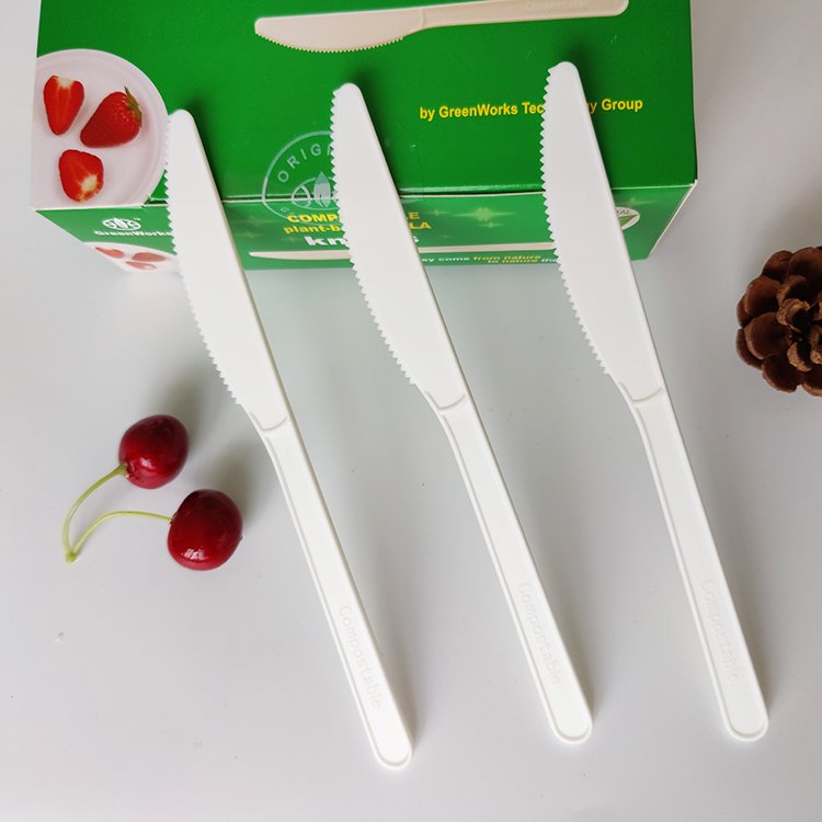 2022 GreenWorks BPI Certified HJ-PLA-03 CPLA knife Compostable eco friendly biodegradable CPLA knife in Bulk