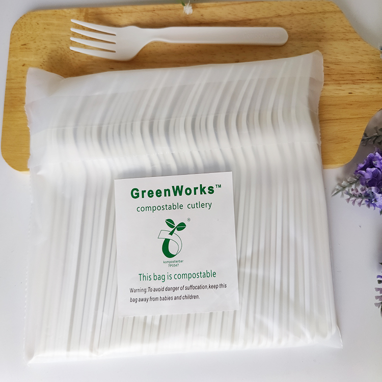 2022 GreenWorks BPI certified HJ-PLA-01 CPLA fork Disposable biodegradable compostable eco-friendly wholesale CPLA forks bulk cutlery