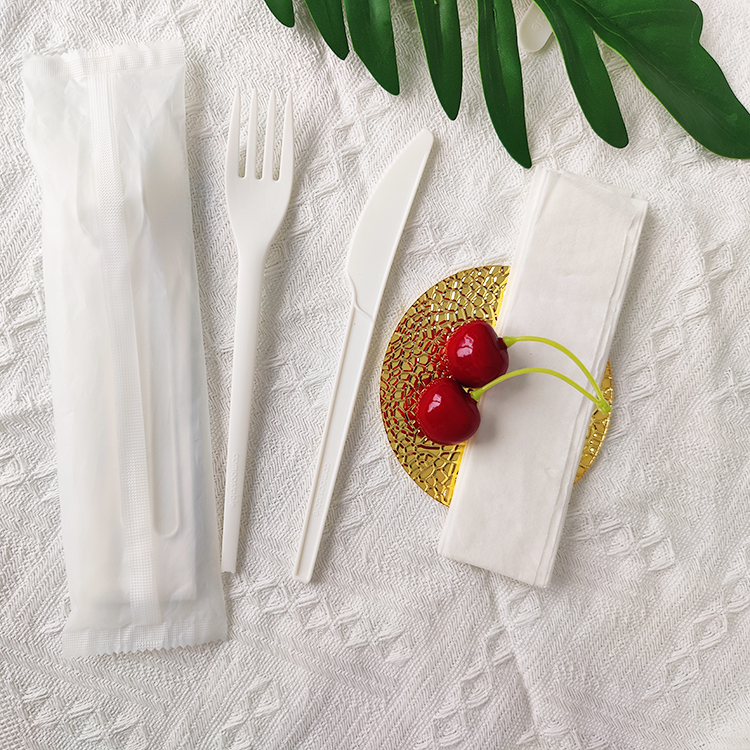 GreenWorks HJ-PLA-180(CWN)Hot selling disposable biodegradable utensils CPLA fork and knife cutlery flatware sets