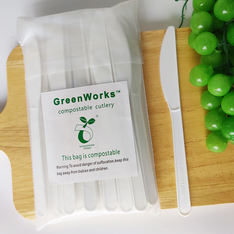 2022 GreenWorks BPI Certified HJ-PLA-03 CPLA knife Compostable eco friendly biodegradable CPLA knife in Bulk