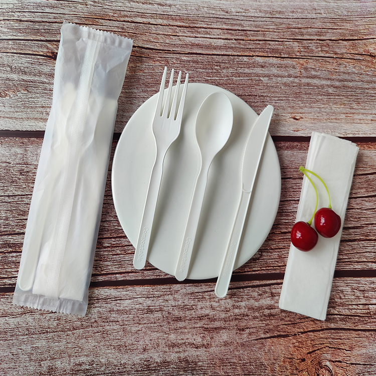 Greenworks HJ-PLA-567(CWN) sturdy biodegradable Durable utensils eco friendly cpla cutlery dinnerware compostable film packaging dinnerware sets meal kits
