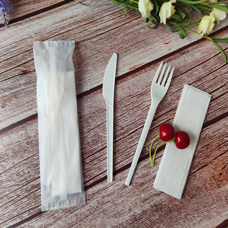 GreenWorks HJ-PLA-180(CWN)Hot selling disposable biodegradable utensils CPLA fork and knife cutlery flatware sets