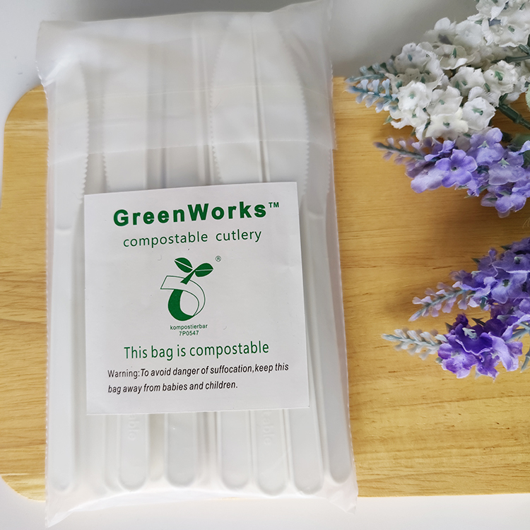 2022 GreenWorks BPI Certified HJ-PLA-03 CPLA knife Compostable eco friendly biodegradable CPLA knife in Bulk