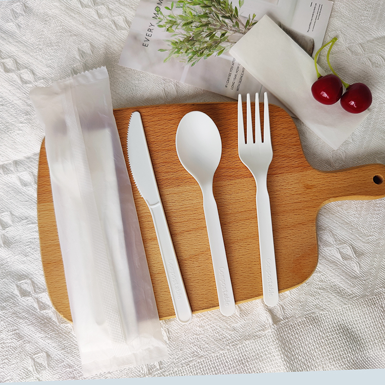 Greenworks HJ-PLA-567(CWN) sturdy biodegradable Durable utensils eco friendly cpla cutlery dinnerware compostable film packaging dinnerware sets meal kits